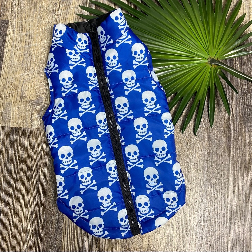 [Top Paw] Blue Skull Dog Vest Jacket Medium